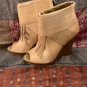 Carlos Santana Camel Beige, Fringe, Leather Bootie